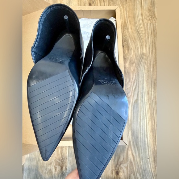 Zara Black Leather Knee High Pointed Toe Boots EU 41 NIB - Picture 5 of 7